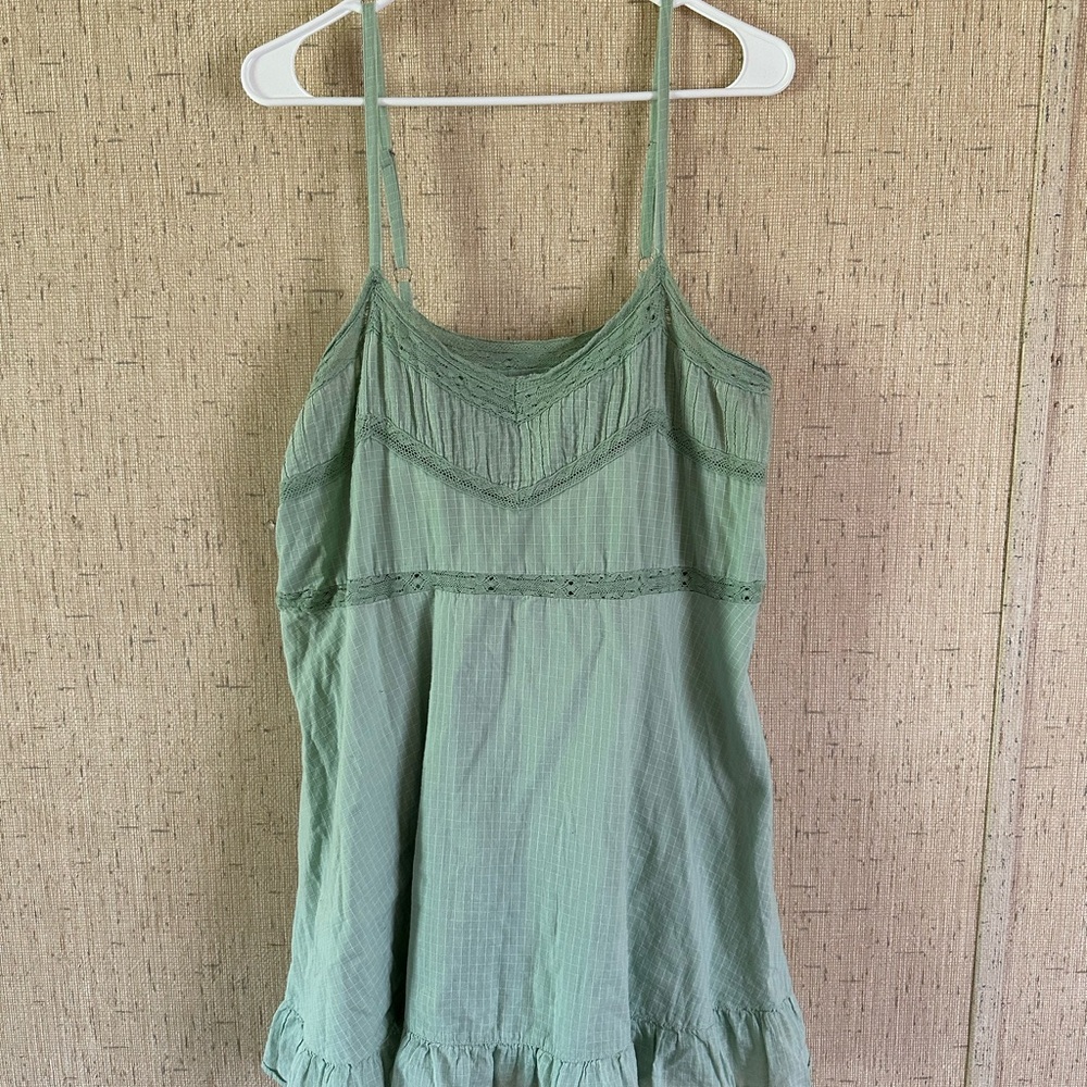 Urban Outfitters Green Fitted Ruffled Camisole
